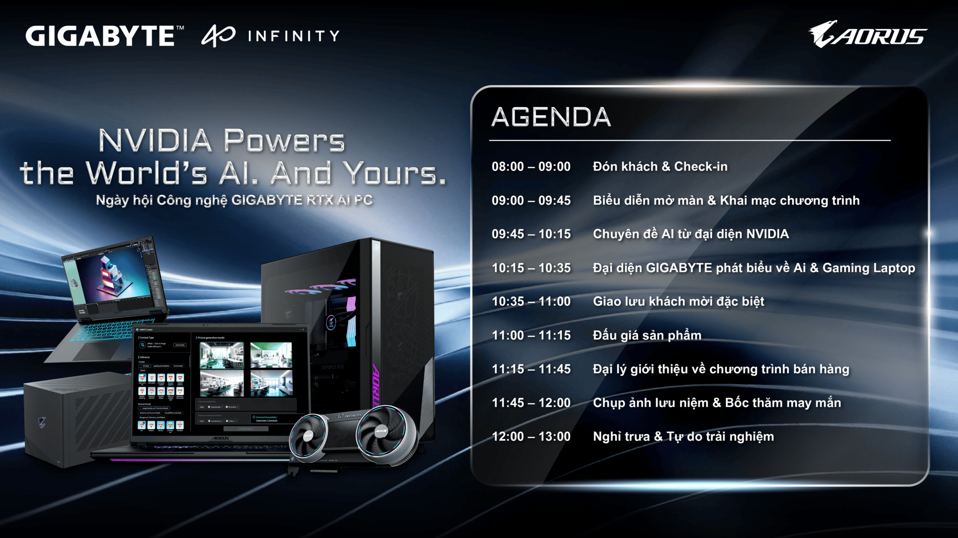 Lịch trình sự kiện buổi sáng GIGABYTE RTX AI PC DAY